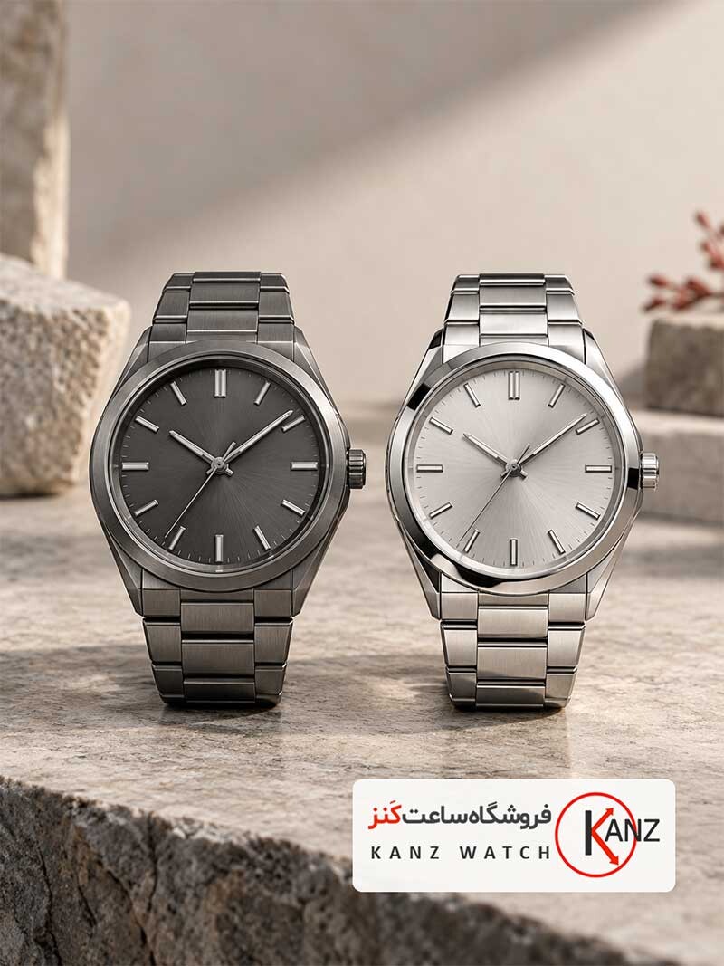 مقایسه ساعت تیتانیومی و استیل از نظر ظاهر، رنگ و پرداخت سطح فلز